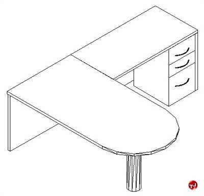 Picture of TRIA L Shape D Top 72" Veneer Office Desk Workstation