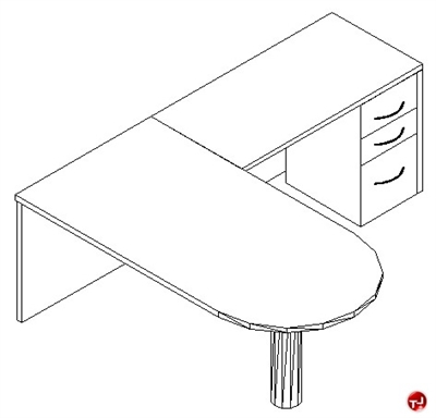 Picture of TRIA L Shape D Top 72" Veneer Office Desk Workstation