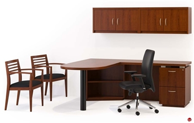 Picture of TRIA L Shape Veneer D Top 72" Desk, Wall Mount Storage