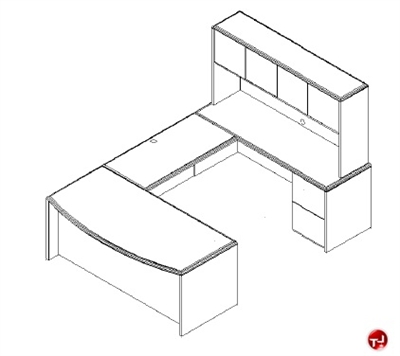 Picture of TRIA U Shape Bowfront Office Desk Workstation,Overhead Closed Storage