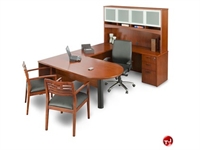 Picture of TRIA U Shape D Top 72" Veneer Office Desk Workstation, Glass Door Overhead Storage