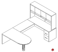 Picture of TRIA U Shape D Top 72" Veneer Office Desk Workstation, Overhead Storage