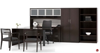 Picture of TRIA U Shape D Top 72" Veneer Office Desk Workstation, Overhead, Storage, Bookcase