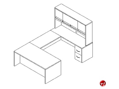 Picture of TRIA U Shape Office Desk Workstation, Overhead Storage