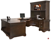 Picture of 72" U Shape Veneer Office Desk Workstation, Overhead Storage