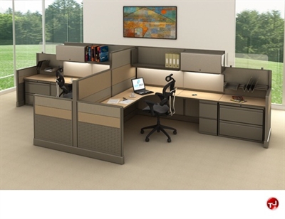 Picture of Cluster of 4 Person L Shape Office Desk Cubicle Workstation