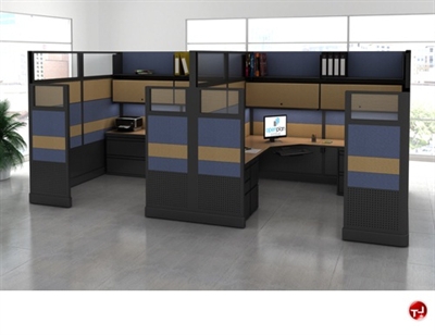 Picture of Cluster of 4 Person L Shape Office Desk Cubicle Workstation