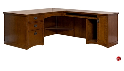 Picture of L Shape Veneer Office Desk Computer Workstation