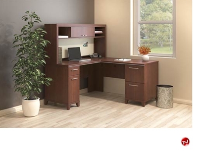 Picture of Bush Enterprise 60"W L Shape Corner Desk with Overhead StorageDescription