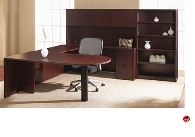 Picture of Office Star Napa NAPTYP16, Laminate U Shape Office Desk Workstation, P Top, Bookcase