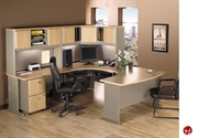 Picture of ADES U Shape Bowfront Office Desk Workstation,Overhead Storage