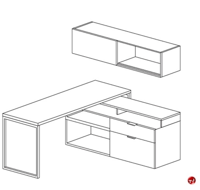 Picture of Peblo Contemporary L Shape Office Desk Worsktation, Wall Mount Storage