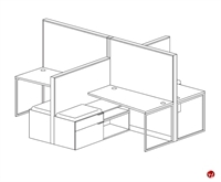 Picture of Peblo Cluster of 4 Person Cubicle Workstation