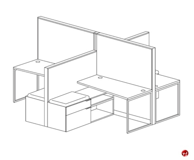 Picture of Peblo Cluster of 4 Person Cubicle Workstation