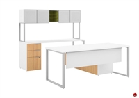 Picture of Peblo 72" Contemporary Executive Desk, Kneespace Credenza, Overhead Storage