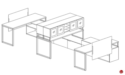 Picture of Peblo 2 Person L Shape Office Desk Workstation, Overhead Storage