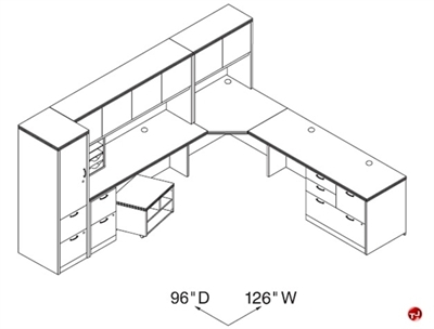 Picture of Peblo Corner L Shape Office Desk Workstation, Overhead Storage