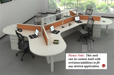 Picture of Cluster of 4 Person L Shape Office Cubicle Workstation