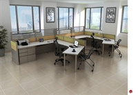 Picture of Peblo 2 Person L Shape Cubicle Panel Desk Workstation, Electrified