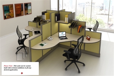 Picture of Cluster of 4 Person L Shape Office Cubicle Workstation