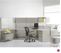 Picture of Peblo  2 Person L Shape Cubicle Office Desk Workstation, Electrified