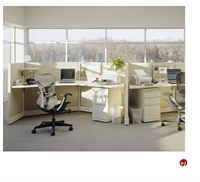 Picture of Peblo 2 Person Cubicle Curve Office Desk Workstation, Electrified