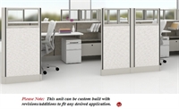 Picture of Peblo Cluster of 4 Person L Shape Cubicle Desk Workstation, Electrified