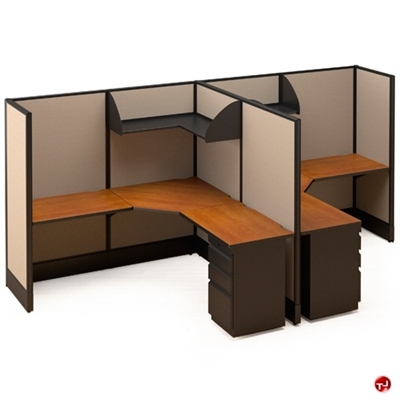 Picture of 2 Person L Shape Electrified Cubicle Desk Workstation