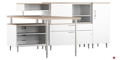 Picture of 84" L Shape Steel Desk Workstation, Lateral File Storage