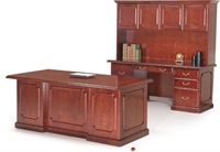 Picture of Traditional Veneer 72" Desk, Kneespace Credenza with Closed Overhead