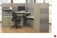 Picture of L Shape Height Adjustable Cubicle Desk Workstation