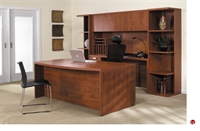 Picture of KI Aristotle Executive Office Desk, Kneespace Credenza with Ovehead Storage,Bookcase