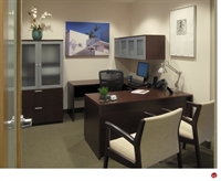 Picture of KI Aristotle U Shape Office Desk Workstation, Wall Mount & Glass Door Storage