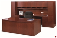 Picture of KI Delsanti Veneer Office Desk Workstation, Kneespace Credenza,Overhead Storage