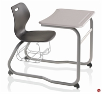 Picture of KI Intellect Wave XL Sled Base Classroom Chair Desk Combo, Book Rack