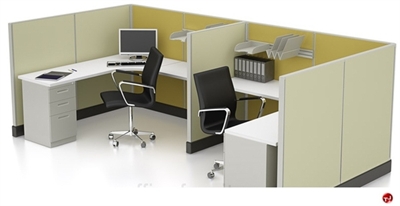 Picture of 2 Person L Shape Office Cubicle Workstation