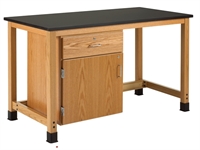Picture of DEVA 60"W Lab Work Table with Storage Cabinet, Epoxy Top