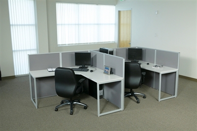 Picture of 2 Person L Shape Office Desk Cubicle Workstation