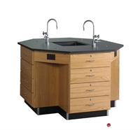 Picture of DEVA Science Lab Healthcare Octagon Workstation with Sink and Storage Cabinetry