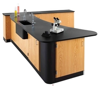 Picture of DEVA Science Lab L Shape Study Workstation with Sink, Storage Cabinetry