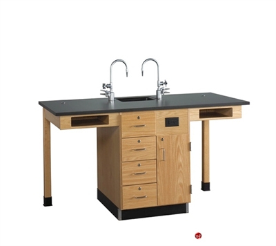 Picture of DEVA Science Lab Medical Study Workstation with Sink, Storage Cabinetry