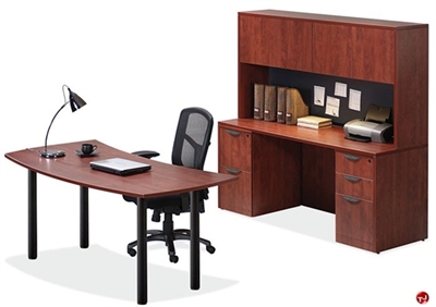 Picture of COPTI Executive Office Table, Kneespace Credenza with Closed Overhead Storage