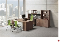 Picture of COPTI Contemporary U Shape Office Desk Workstation, Overhead Bookcase Storage