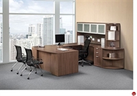 Picture of COPTI Bowfront U Shape Office Desk Workstation, Glass Door Overhead Storage