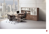 Picture of COPTI U Shape D Top Office Desk Workstation, Glass Door Lateral Bookcase
