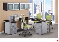 Picture of COPTI Contemporary L Shape Steel Desk Workstation, Wall Mount Glass Door Storage