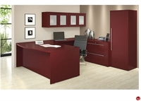 Picture of COPTI Bowfront U Shape Veneer Office Desk Workstation, Wardrobe Storage