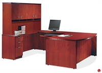 Picture of COPTI Veneer Bowfront U Shape Office Desk Workstation, Closed Overhead Storage