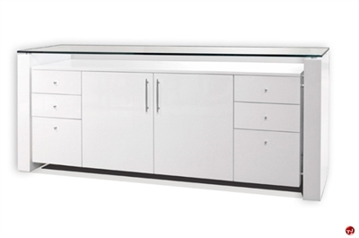 Picture of COX Contemporary White, Glass Top Storage Credenza