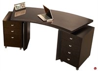 Picture of COX Contemporary Veneer Curve Desk with Filing Drawers